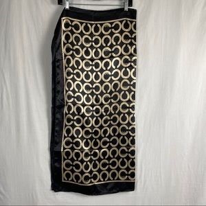Coach Silk Black/Ivory Logo Square Handbag/Neck Scarf